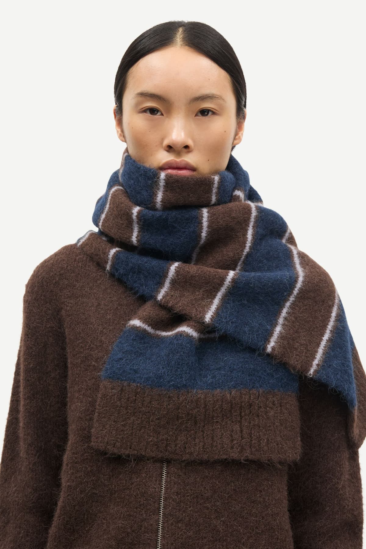 Samsoe Samsoe Sajeanne Scarf Black Coffee Stripe