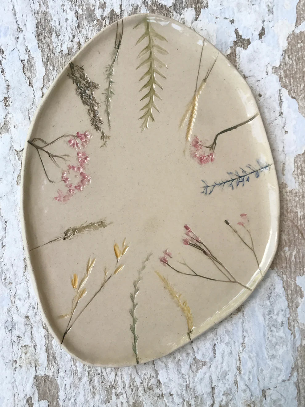 Starling Pots Asymmetric wild grasses ceramic plate