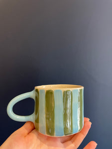 Amelia Margot Green & Blue Stripe Mug
