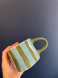 Amelia Margot Green & Blue Stripe Mug