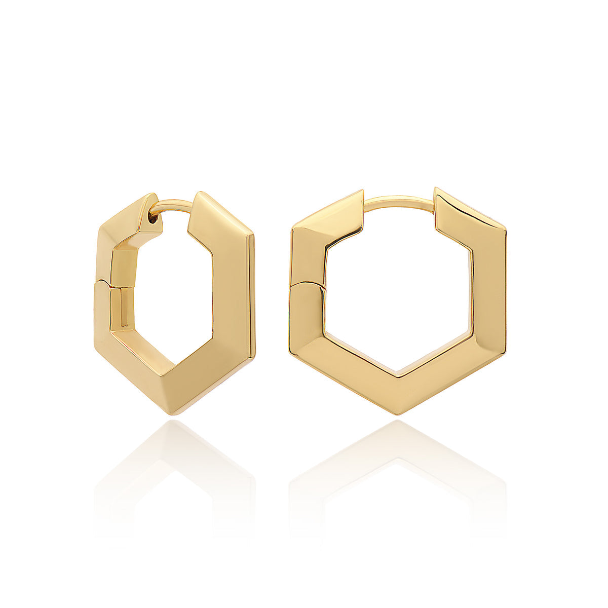 Rachel Jackson Medium Bevelled Hexagon Hoop Earrings