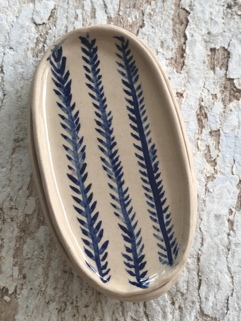 Starling Pots Three Row Garland Ceramic Oval Plate