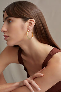 Shyla Gold Chunky Hoop Earrings Green