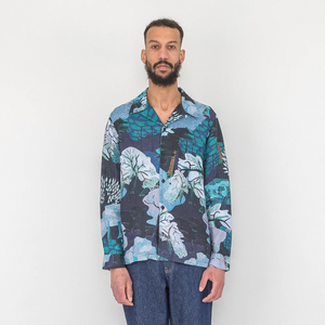 Folk LS Soft Collar Shirt - Forest Print Navy TH