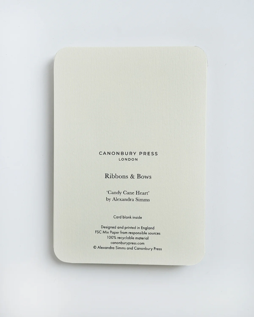 Canonbury Press Candy Cane Heart Greeting Card