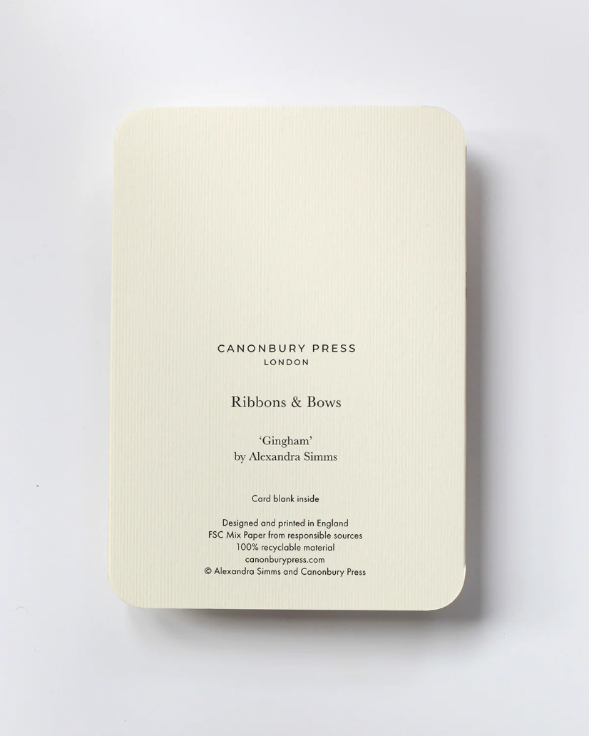 Canonbury Press Gingham Bow Greeting Card