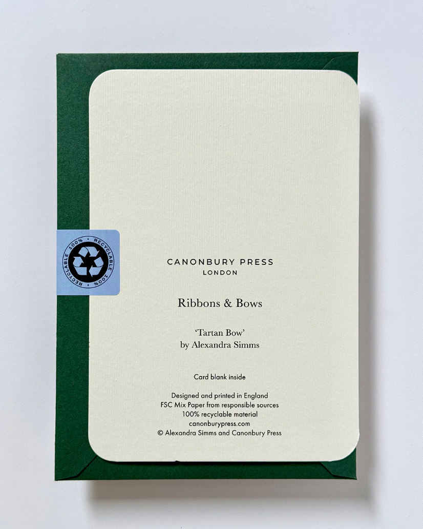 Canonbury Press Tartan Bow Greeting Card