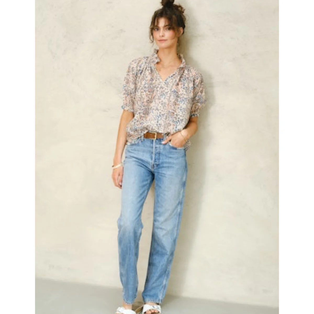 M.A.B.E Cass Print Top Navy