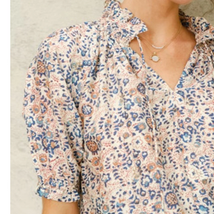 M.A.B.E Cass Print Top Navy