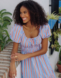 Pink City Prints Katie Dress Poets Stripe