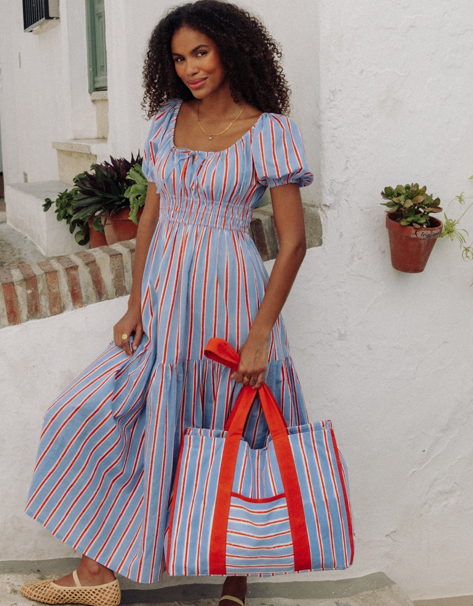 Pink City Prints Katie Dress Poets Stripe