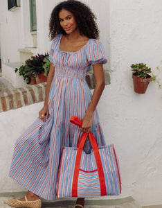 Pink City Prints Katie Dress Poets Stripe