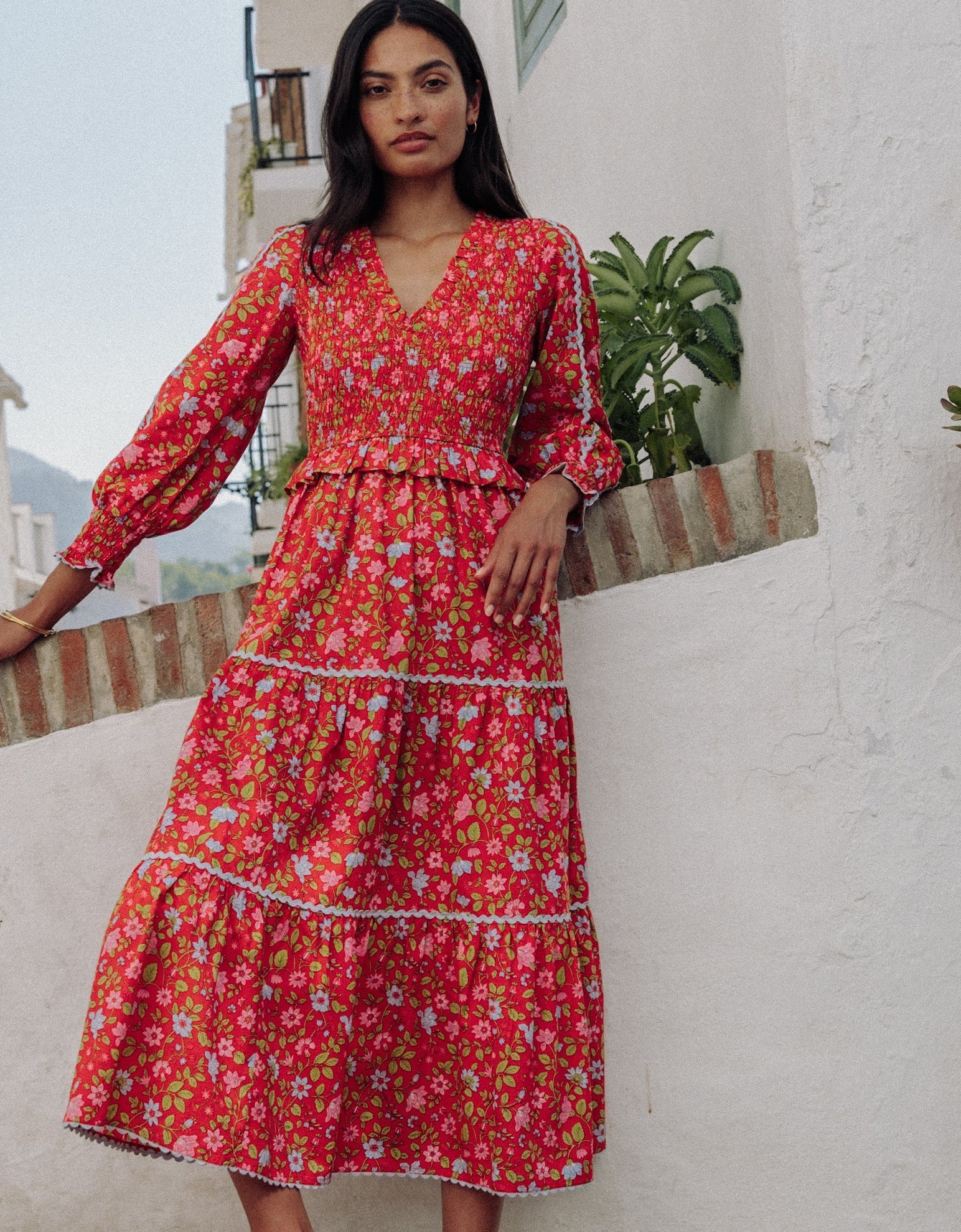 Pink City Prints Mia Dress Poppy Meadow