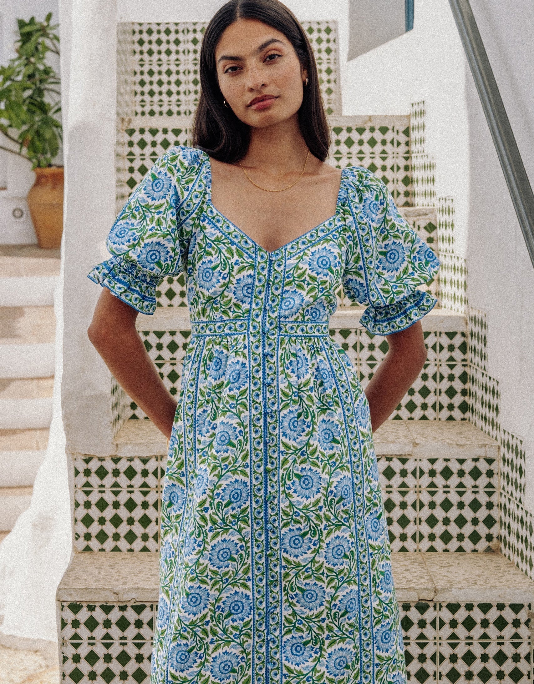 Pink city Prints Maree Dress Peacock Border