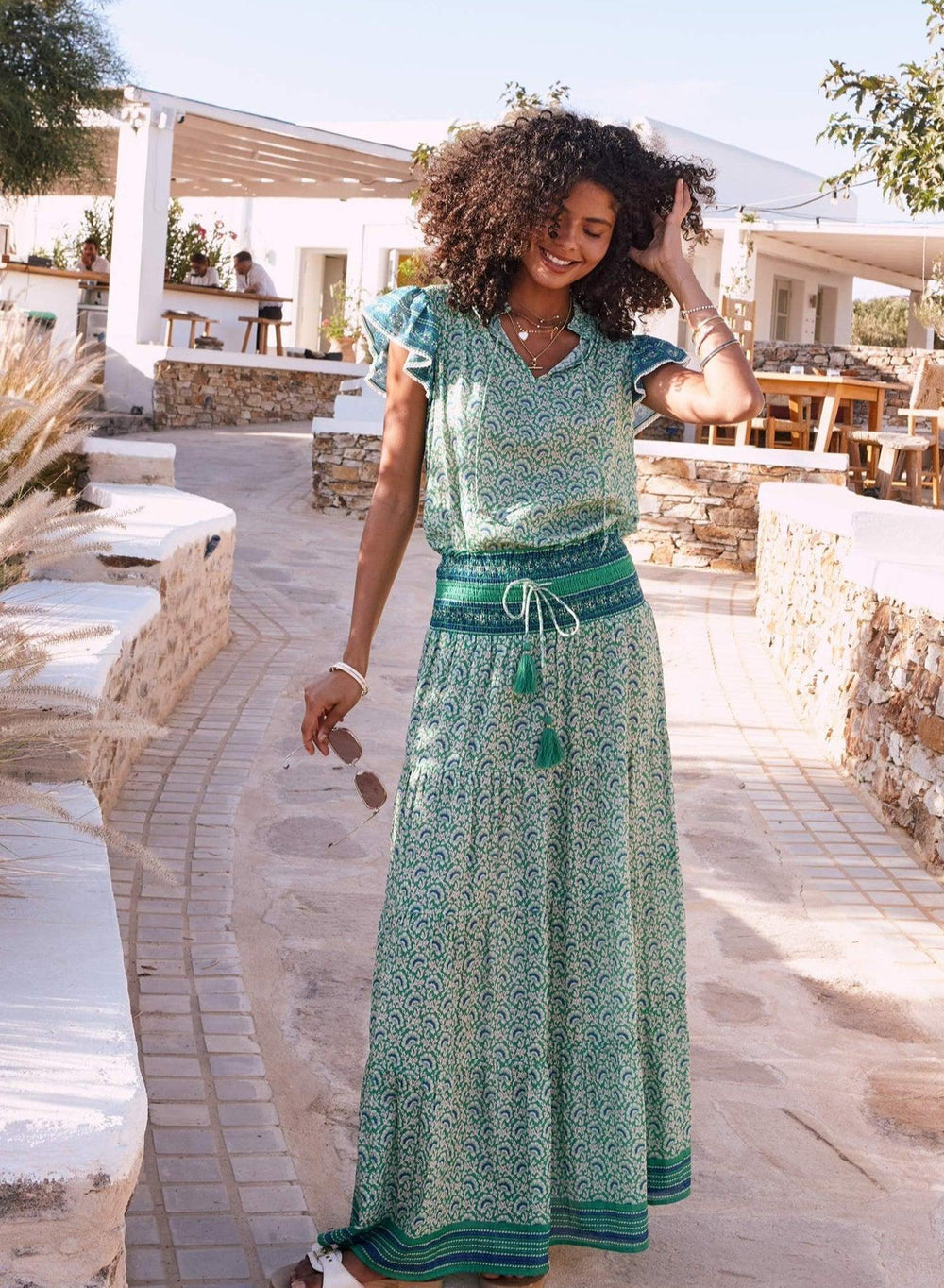 M.A.B.E Dana  Maxi Skirt Green