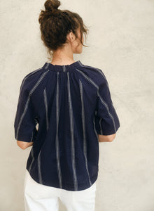 M.A.B.E Palmer Gathered Top Navy