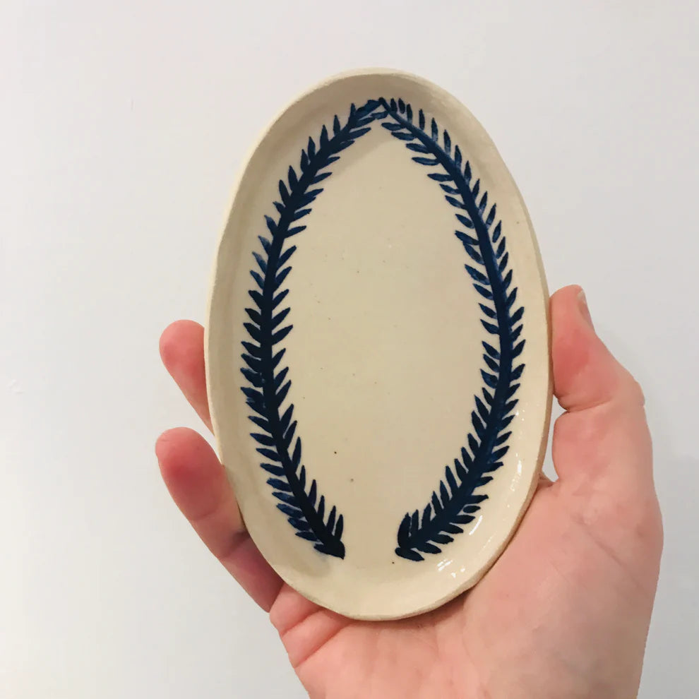 Starling Pots Double Blue Garland Ceramic Oval Plate