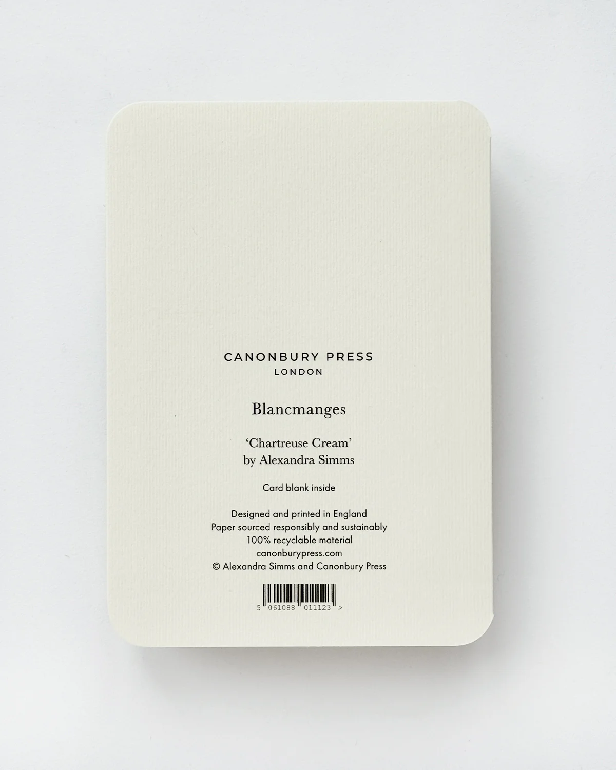 Canonbury Press Chartreuse Cream Blancmange Greeting Card
