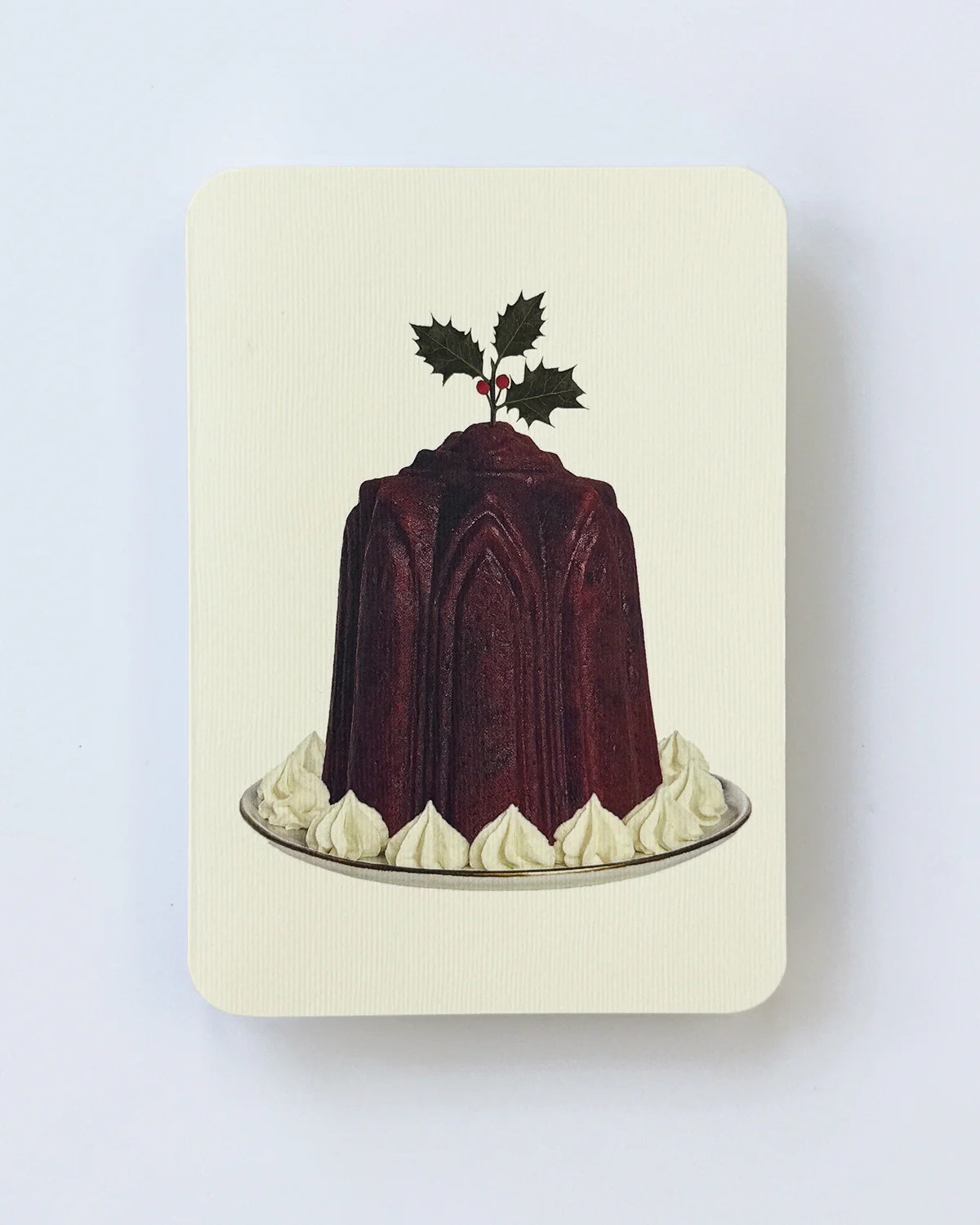 Canonbury Press Christmas Plum Pudding Holly Greeting Card