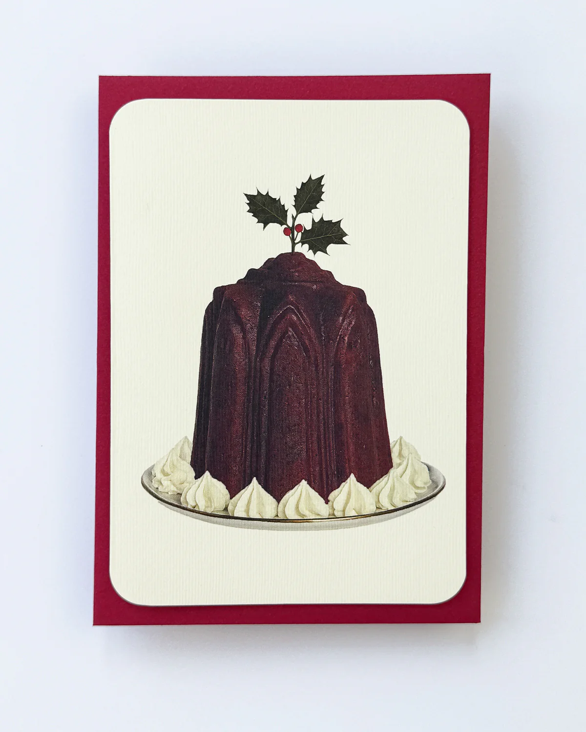 Canonbury Press Christmas Plum Pudding Holly Greeting Card