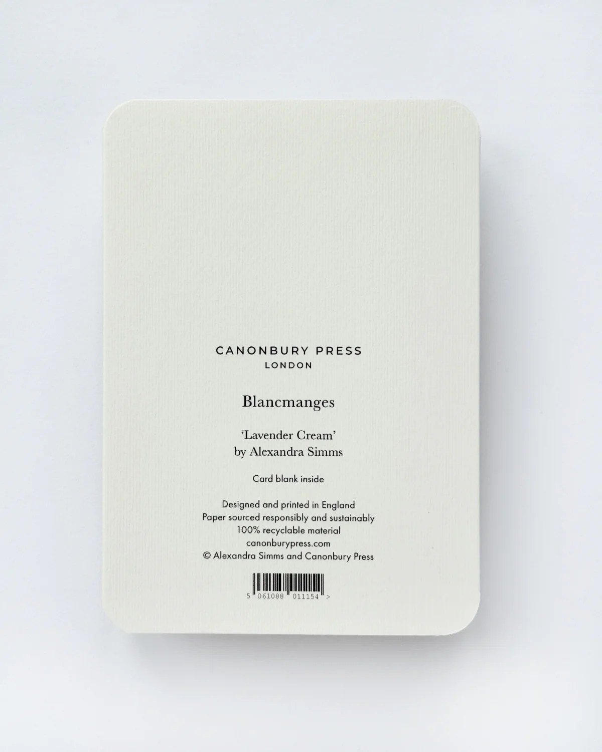 Canonbury Press Lavender Cream Blancmange Greeting Card