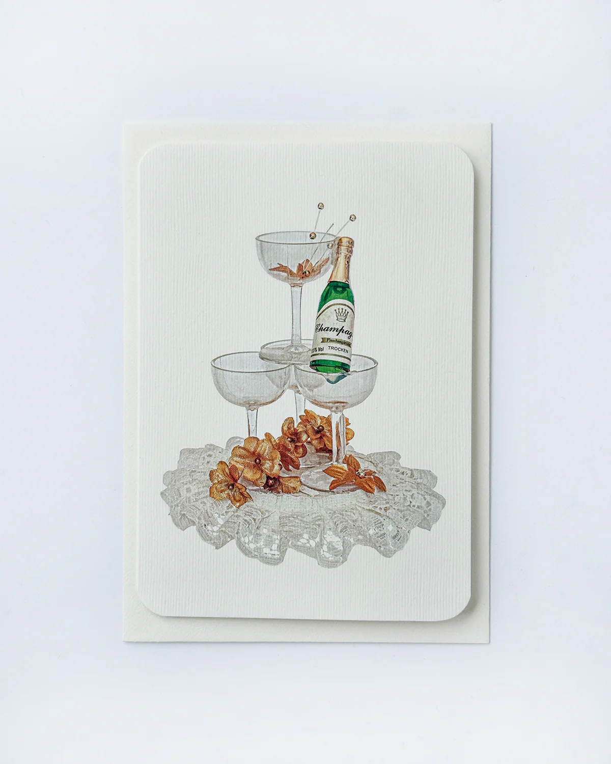 Canonbury Press Wedding Cake Topper 'Champagne' Greeting Card