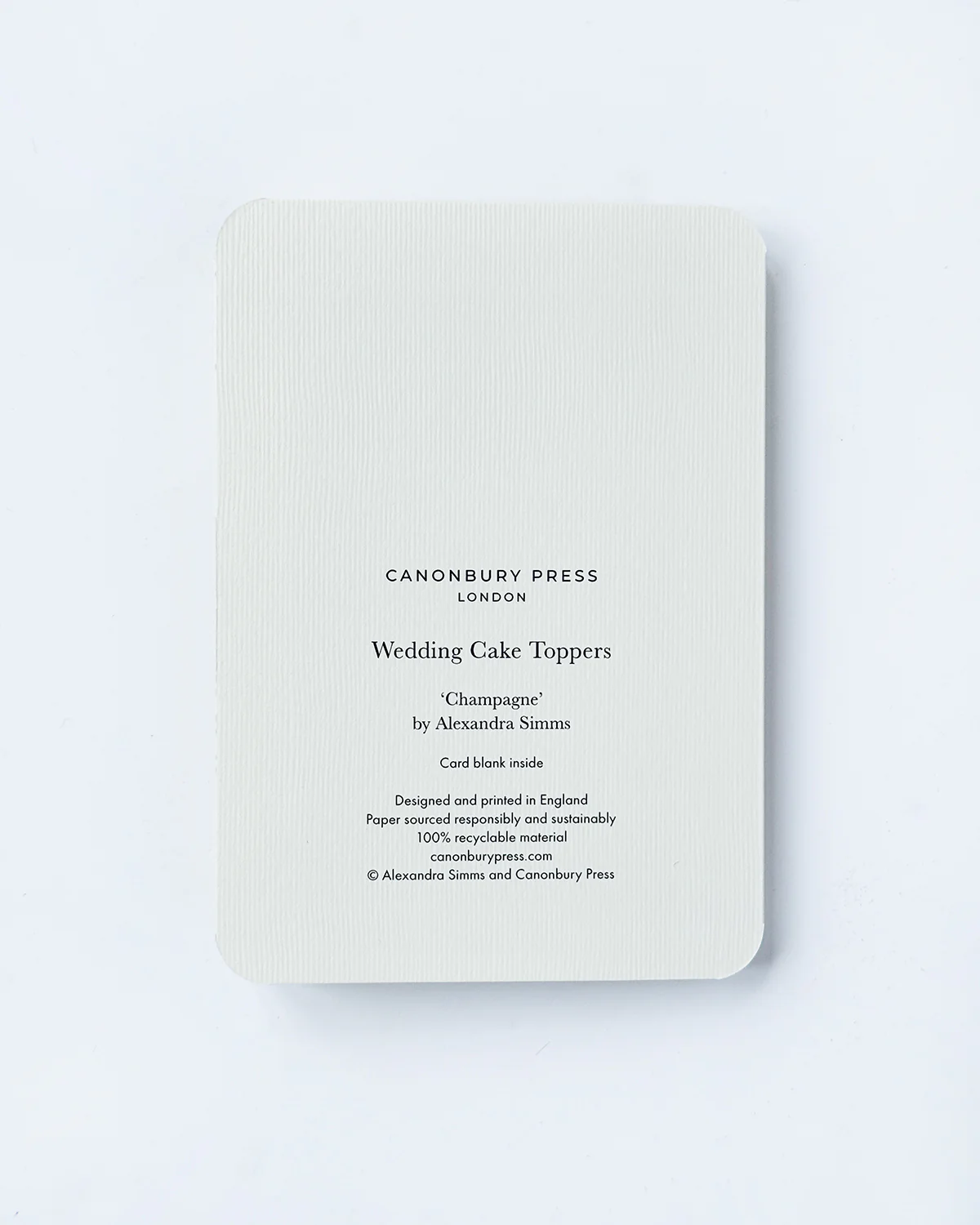 Canonbury Press Wedding Cake Topper 'Champagne' Greeting Card