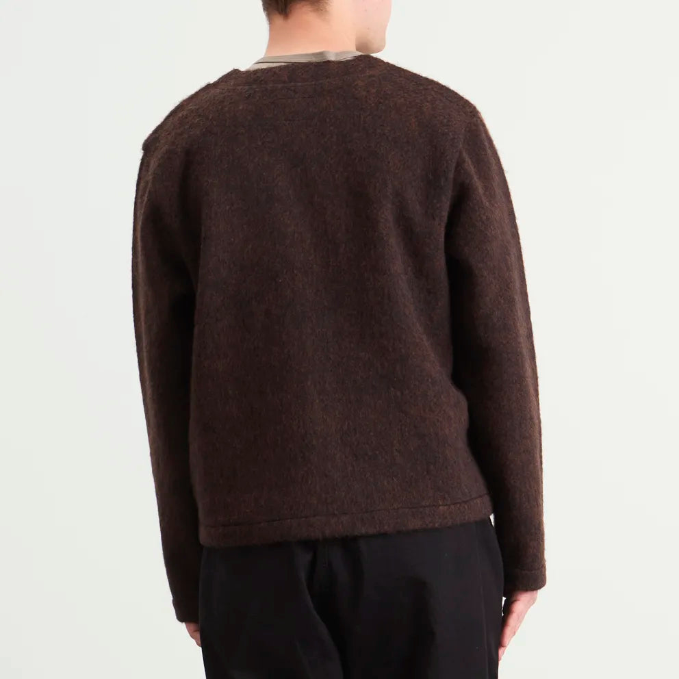 Folk Pocket Cardigan - Navy Espresso Brushed Wool