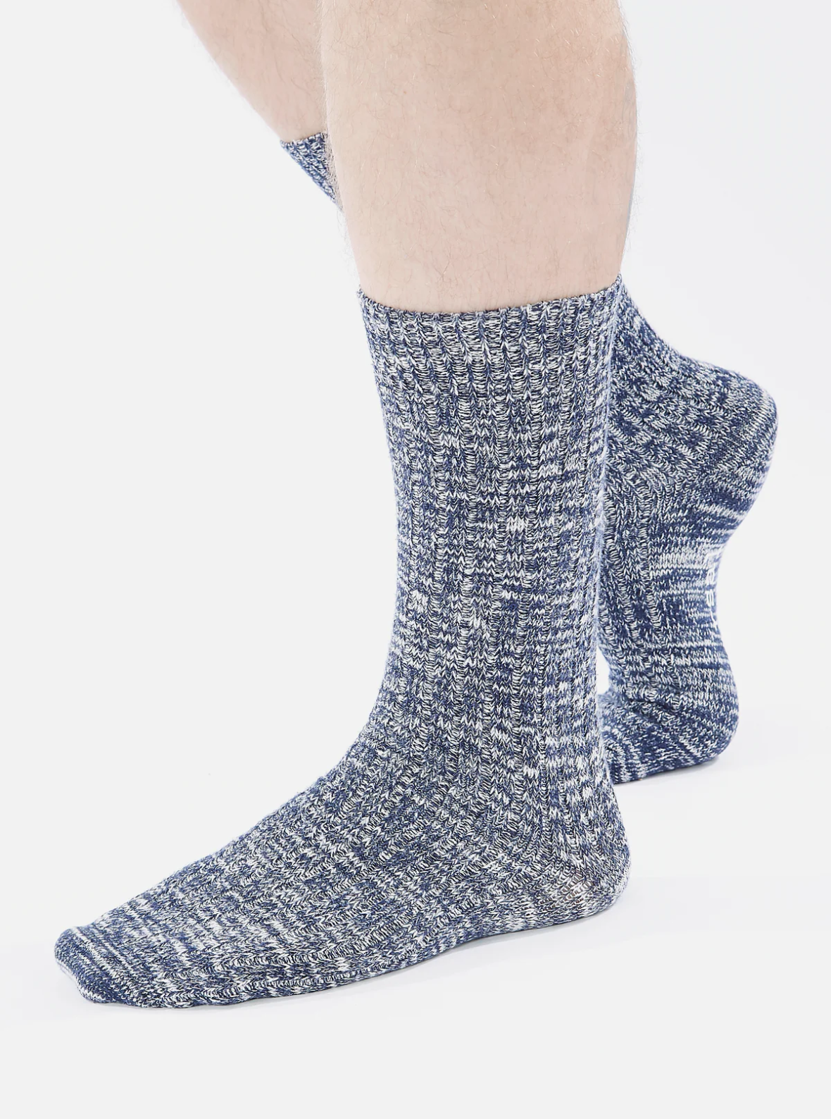 Universal Works Navy Slub Knit Slub Sock