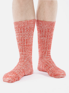 Universal Works Red Slub Knit Slub Socks
