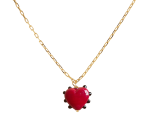 Sandralexandra glass Milagros heart & link chain necklace red