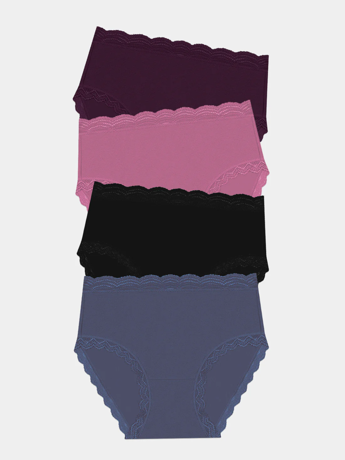 Stripe & Stare High Rise Knicker Four Pack - black cherry