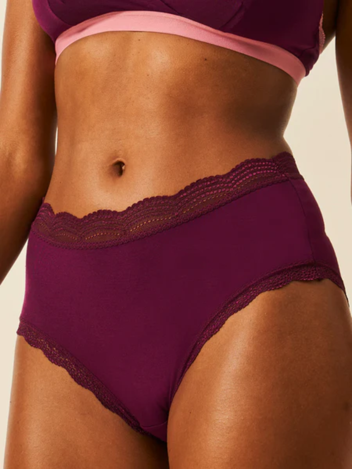 Stripe & Stare High Rise Knicker Four Pack - black cherry