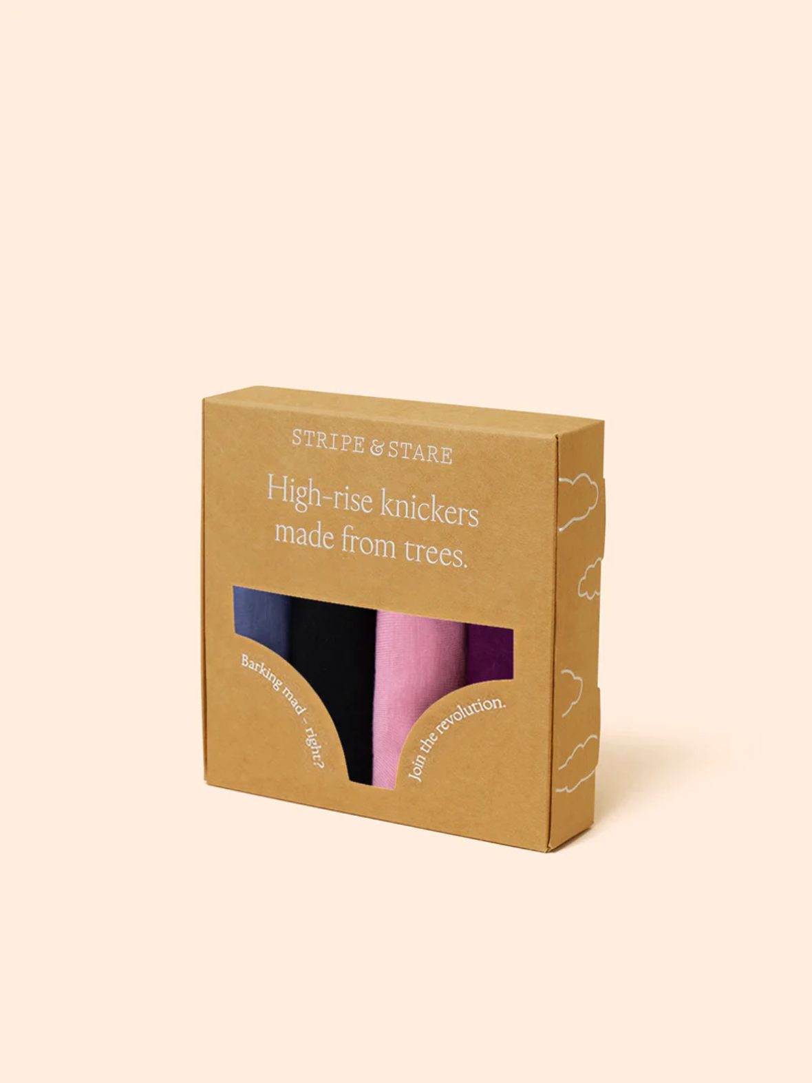 Stripe & Stare High Rise Knicker Four Pack - black cherry