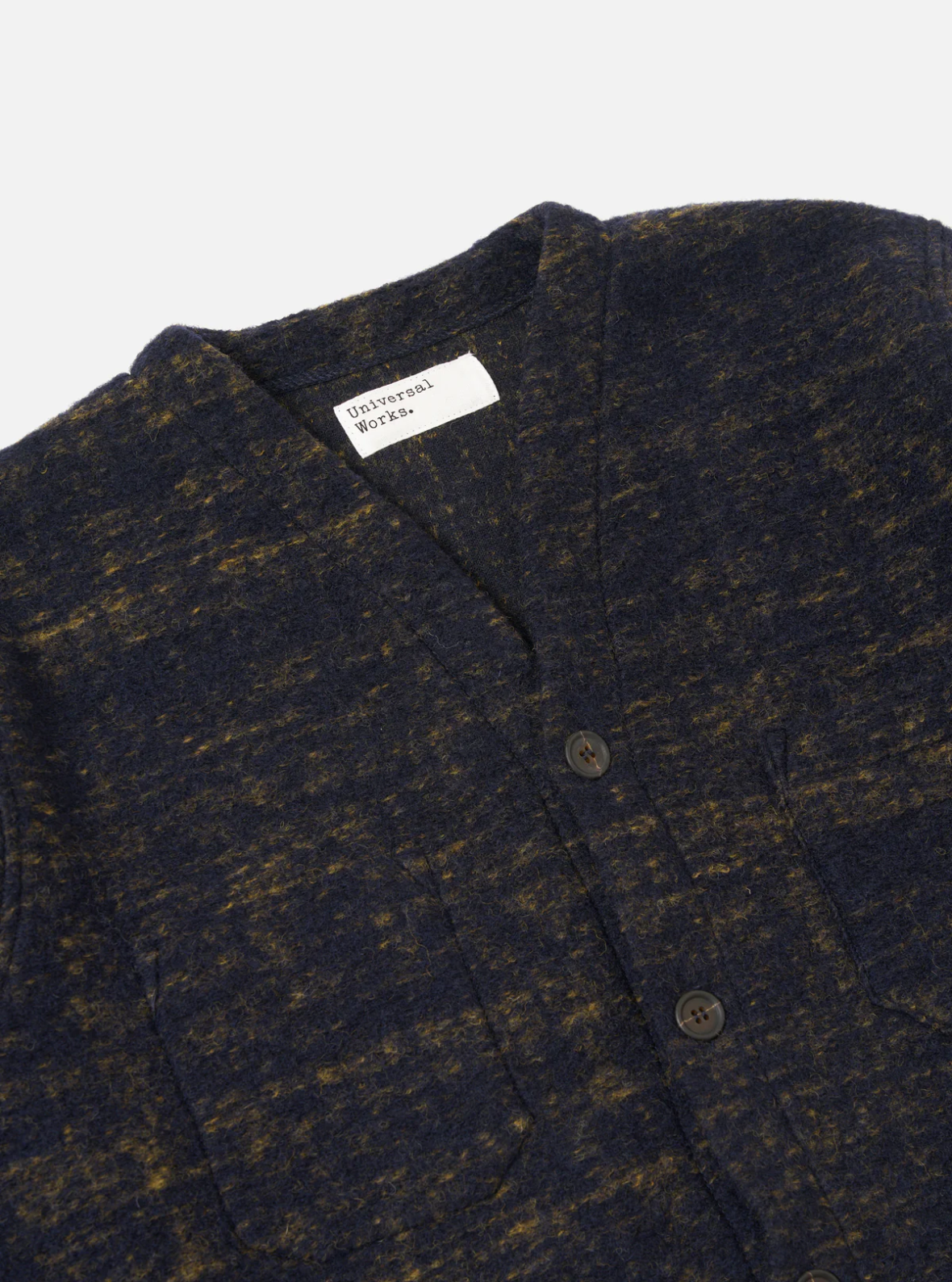 Universal Works Navy Marble Fleece Cardigan