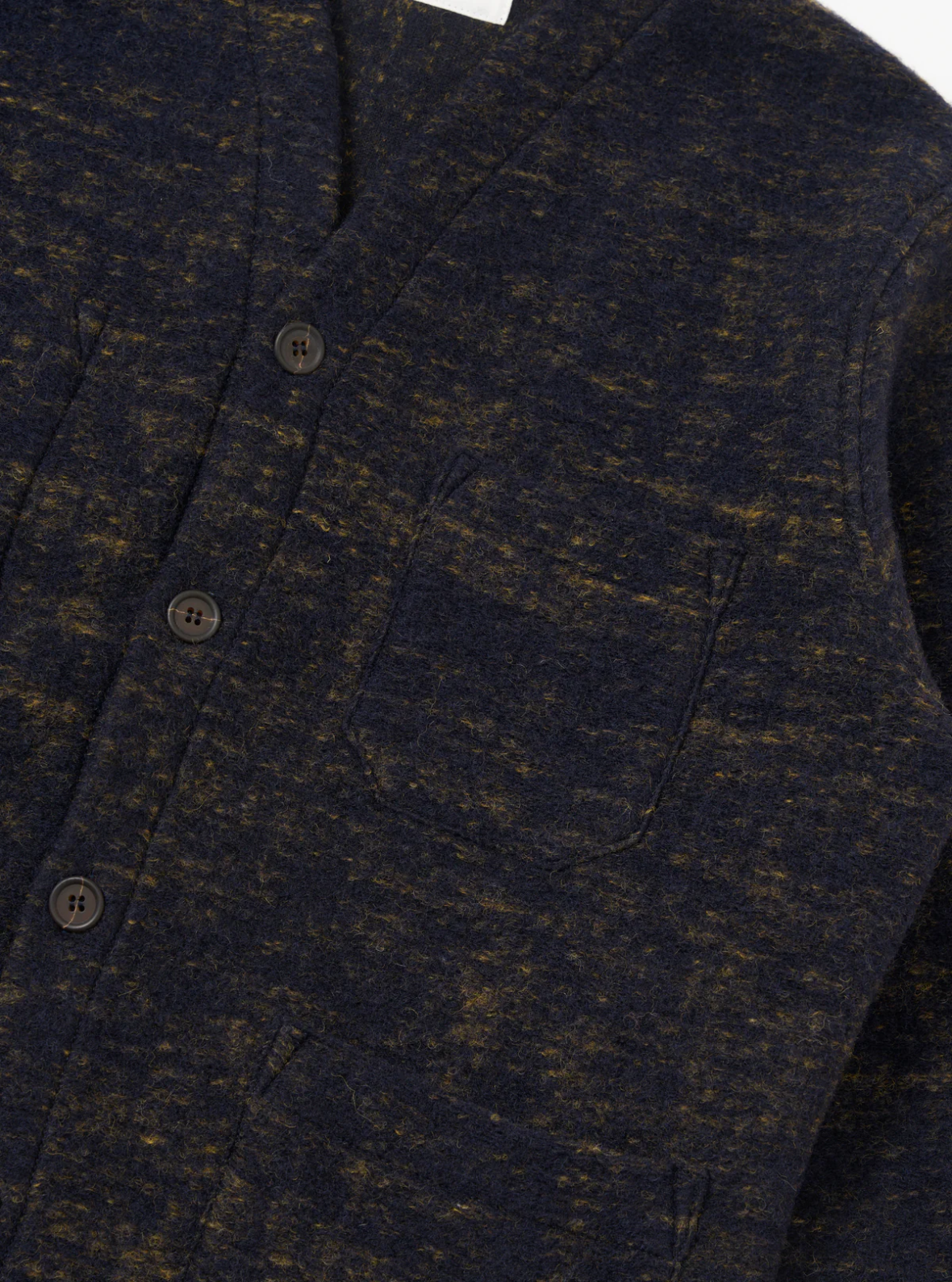 Universal Works Navy Marble Fleece Cardigan
