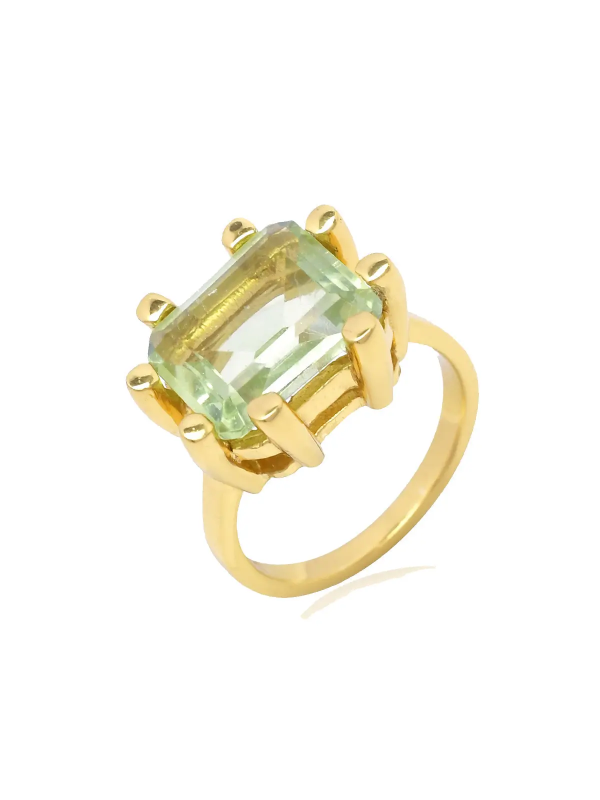 Shyla Square Claw Ring Soft Green