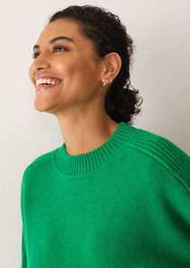 Loop Cashmere Ribbed Detail Lofty Crew Sweatshirt Billiard Green