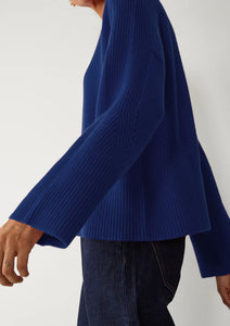 Loop Cashmere Ribbed Detail Lofty Crew Sweatshirt Sodalite