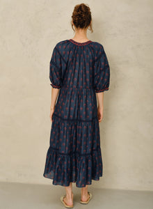 M.A.B.E Lindi Print Maxi Dress Indigo