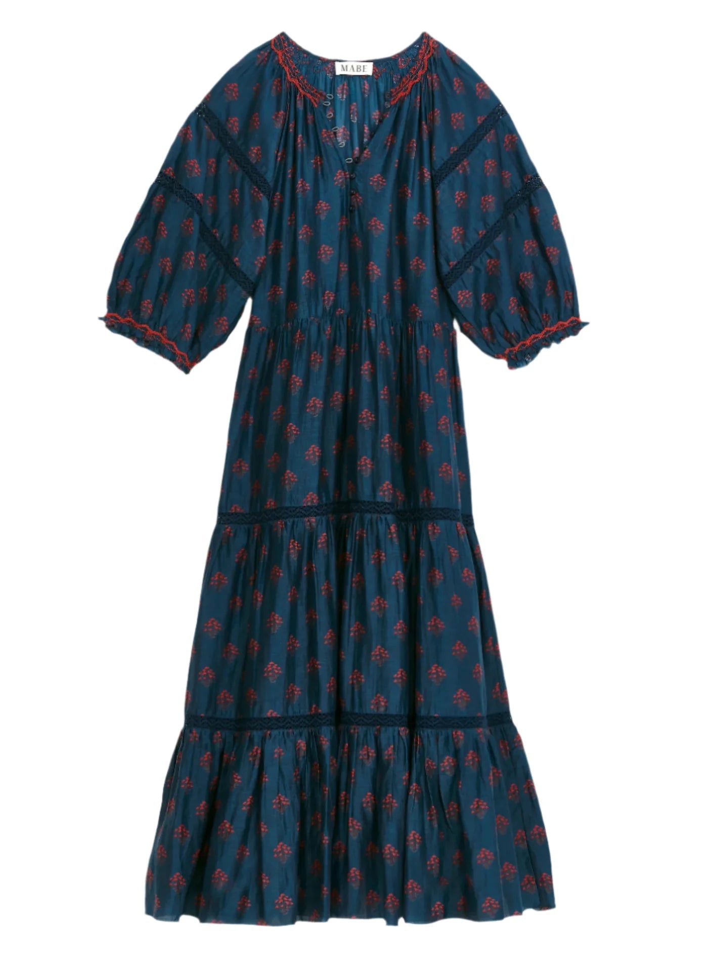 M.A.B.E Lindi Print Maxi Dress Indigo