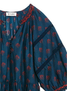 M.A.B.E Lindi Print Maxi Dress Indigo