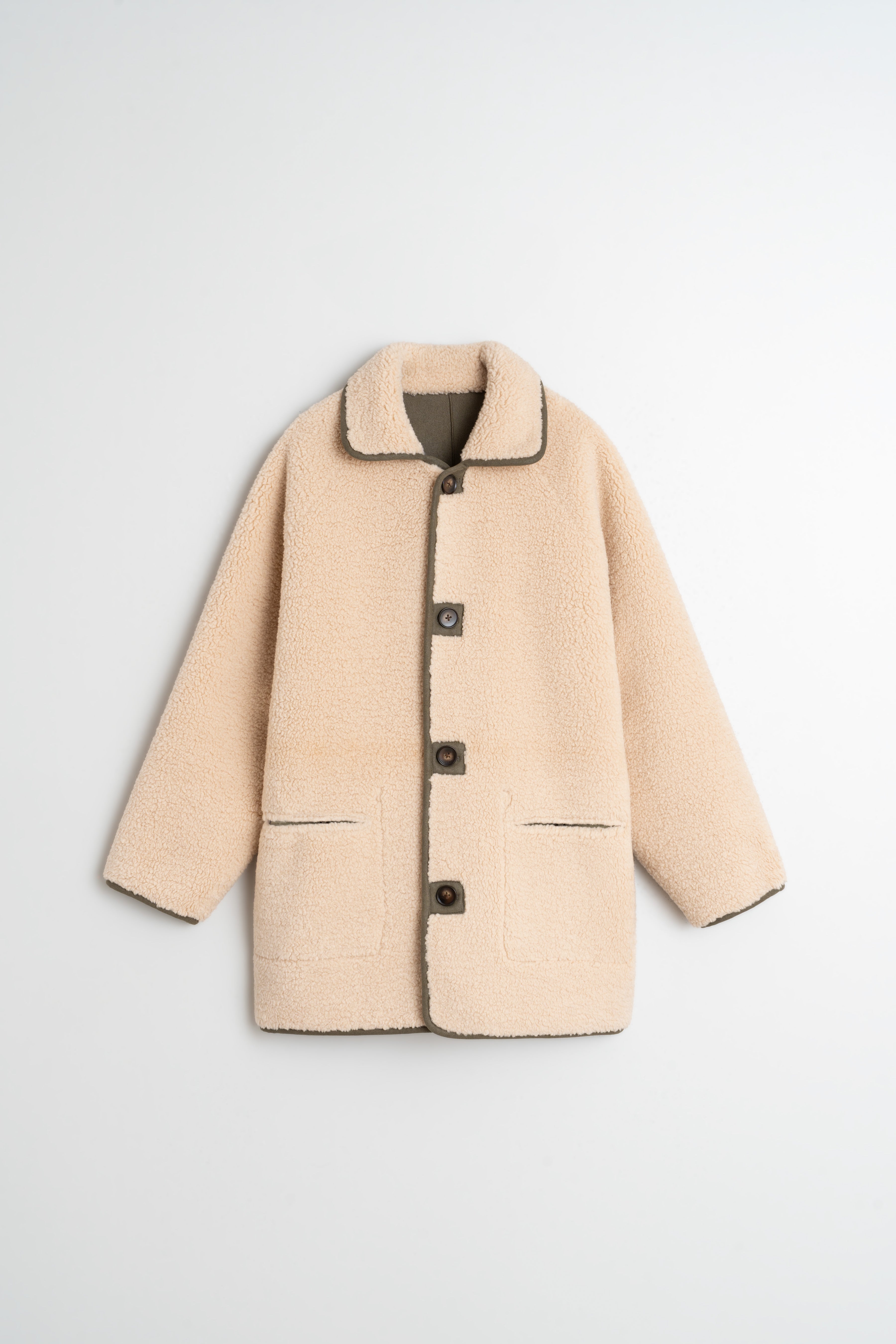 Indi & Cold Teddy Coat Khaki Reversible