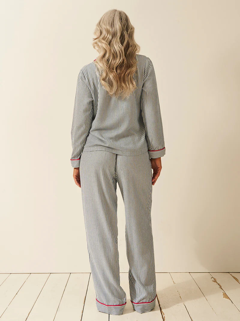 Stripe & Stare Soft Brushed Woven Pyjama Bottoms Midnight Stripe