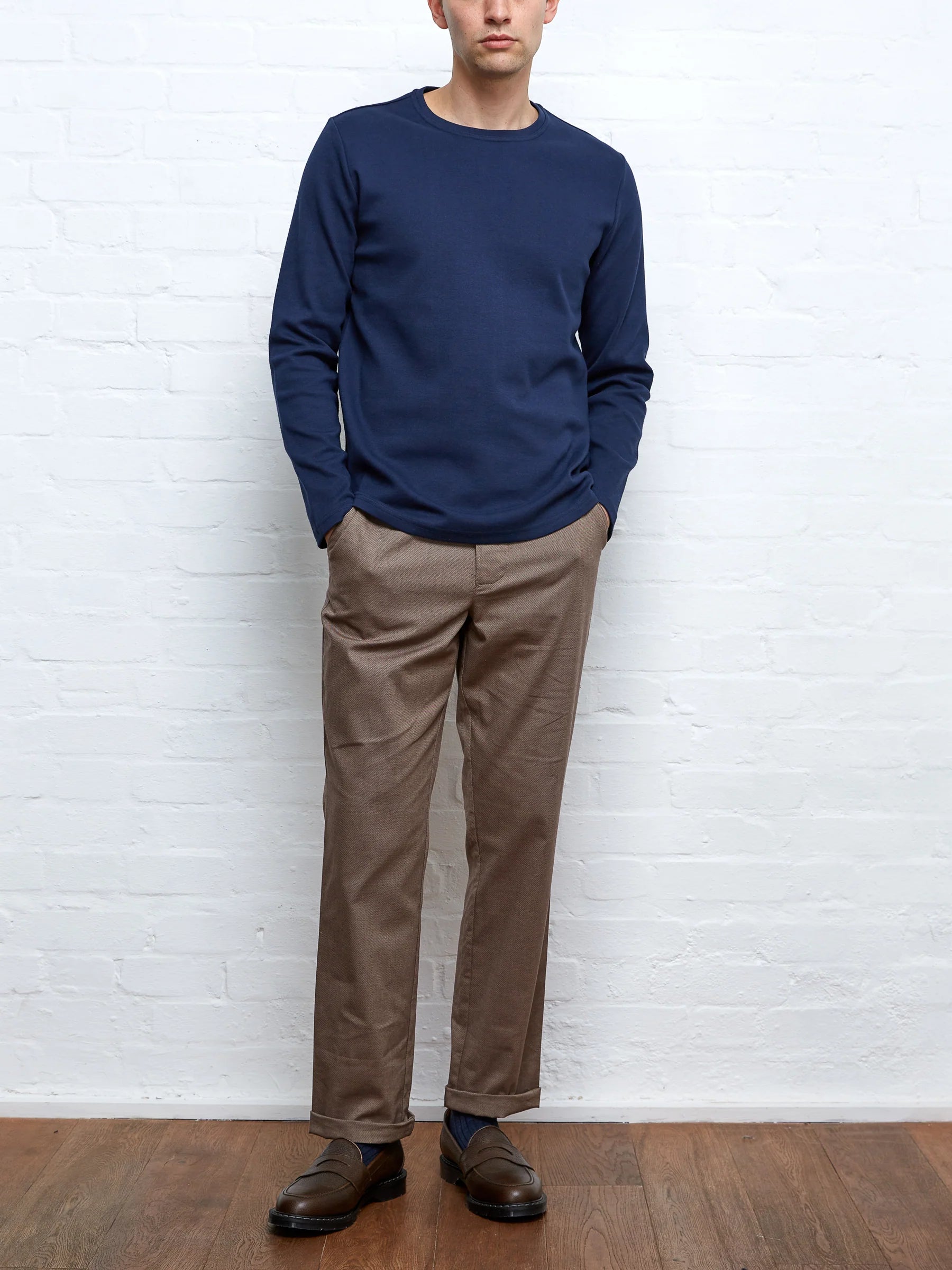 Oliver Spencer Heavy Long Sleeve T-Shirt Tavistock Navy