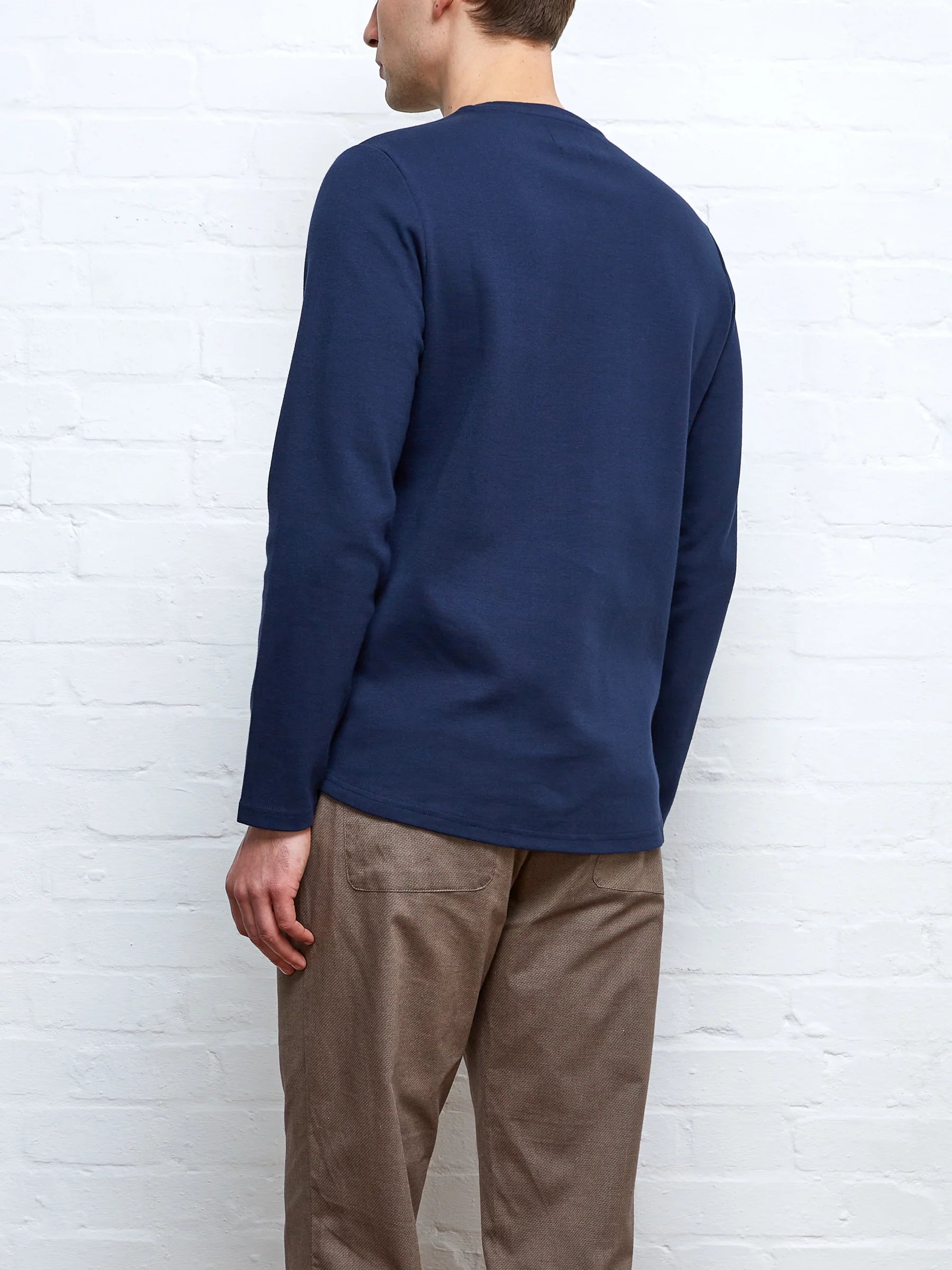 Oliver Spencer Heavy Long Sleeve T-Shirt Tavistock Navy
