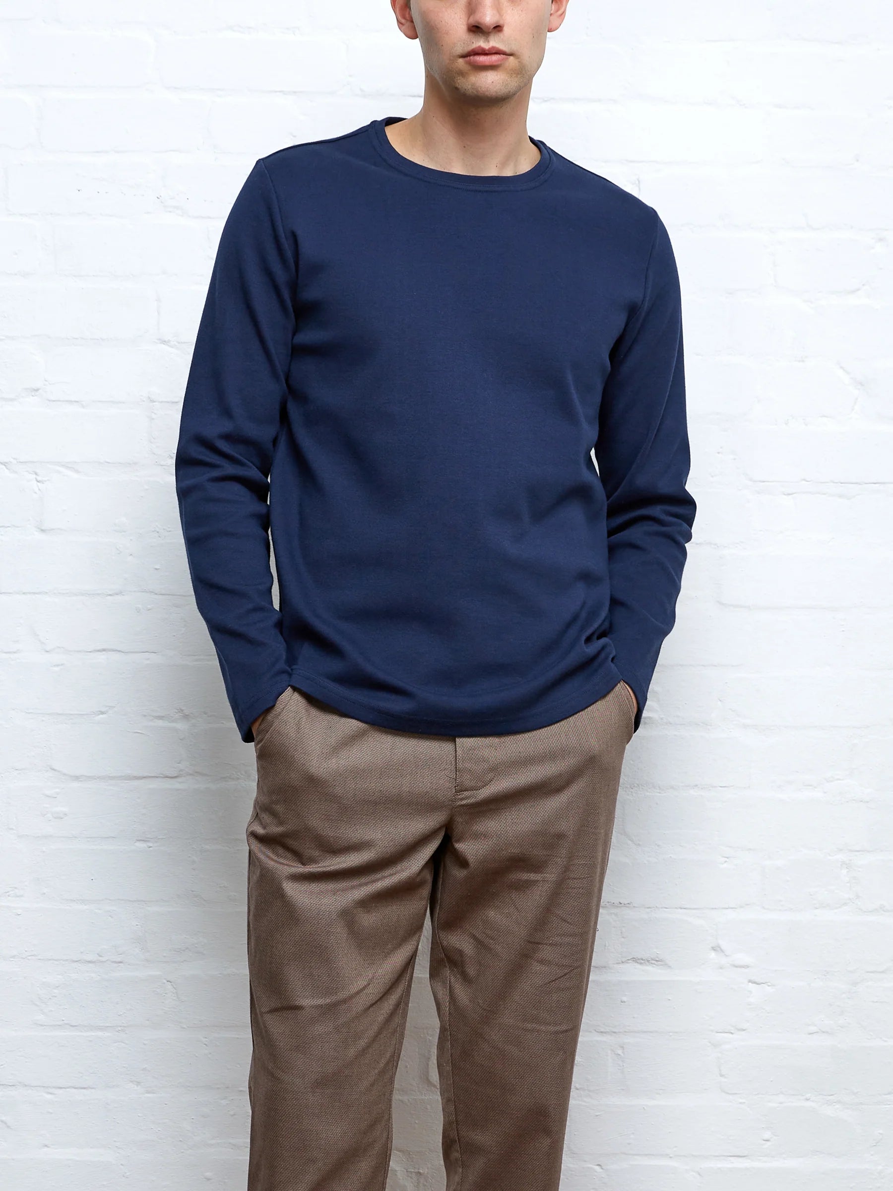 Oliver Spencer Heavy Long Sleeve T-Shirt Tavistock Navy