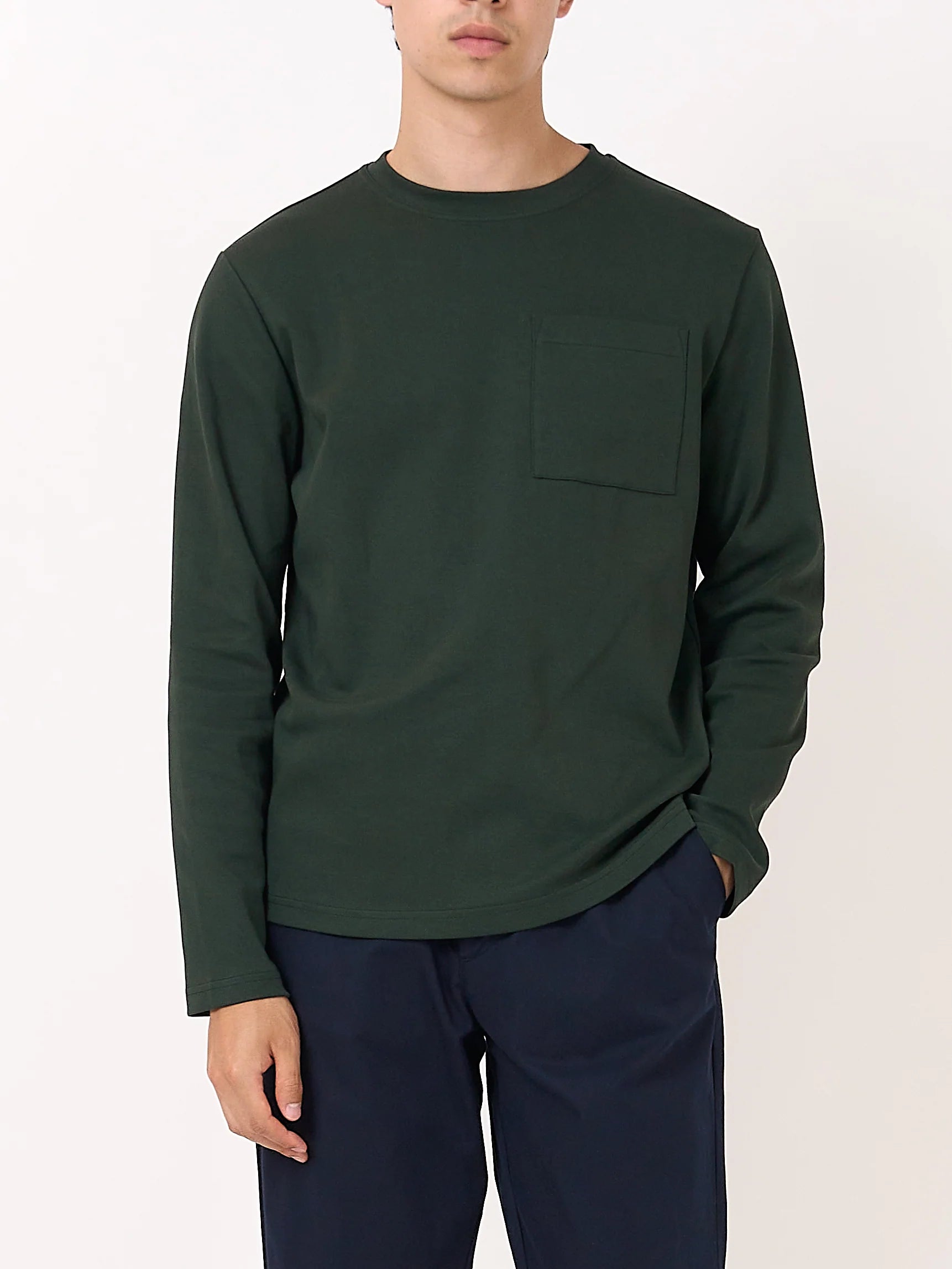 Oliver Spencer Heavy Long Sleeve T Shirt Tavistock Dark Green