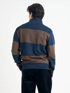 Oliver Spencer Reversible Half Zip Sweatshirt Latimer Navy/Brown