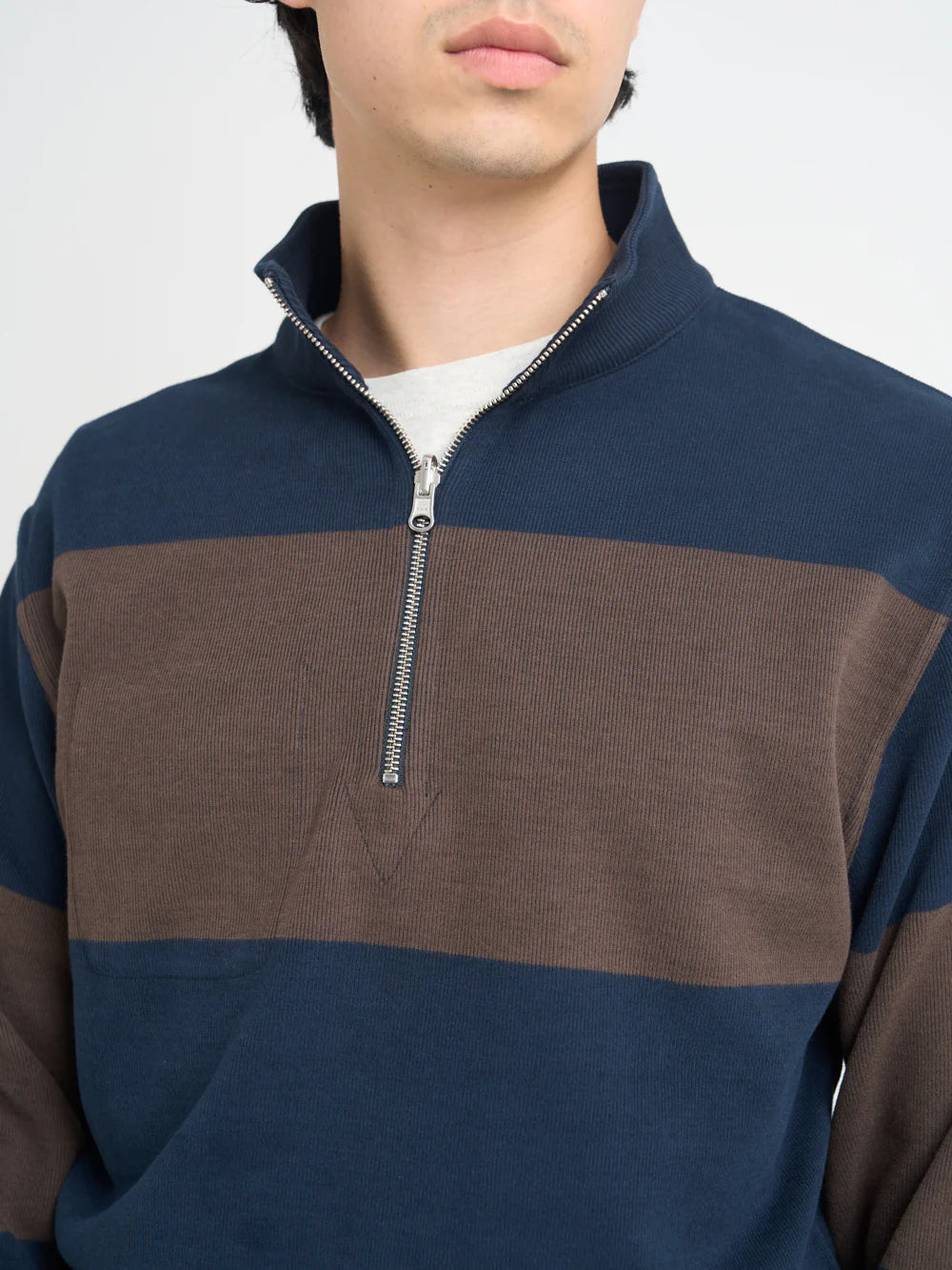 Oliver Spencer Reversible Half Zip Sweatshirt Latimer Navy/Brown